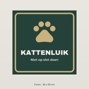 Deurbordje Kattenluik - Forex 30 x 30 cm