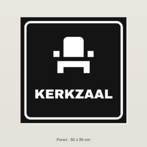 Deurbordje Kerkzaal - Forex 30 x 30 cm
