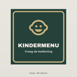 Bordje Kindermenu - Forex 30 x 30 cm