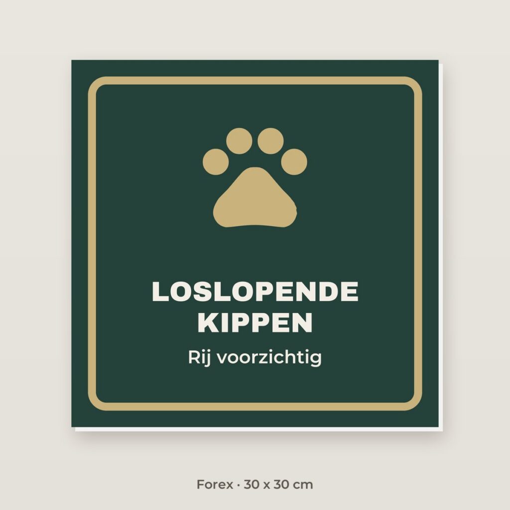 Bordje Kippen loslopend - Forex 30 x 30 cm