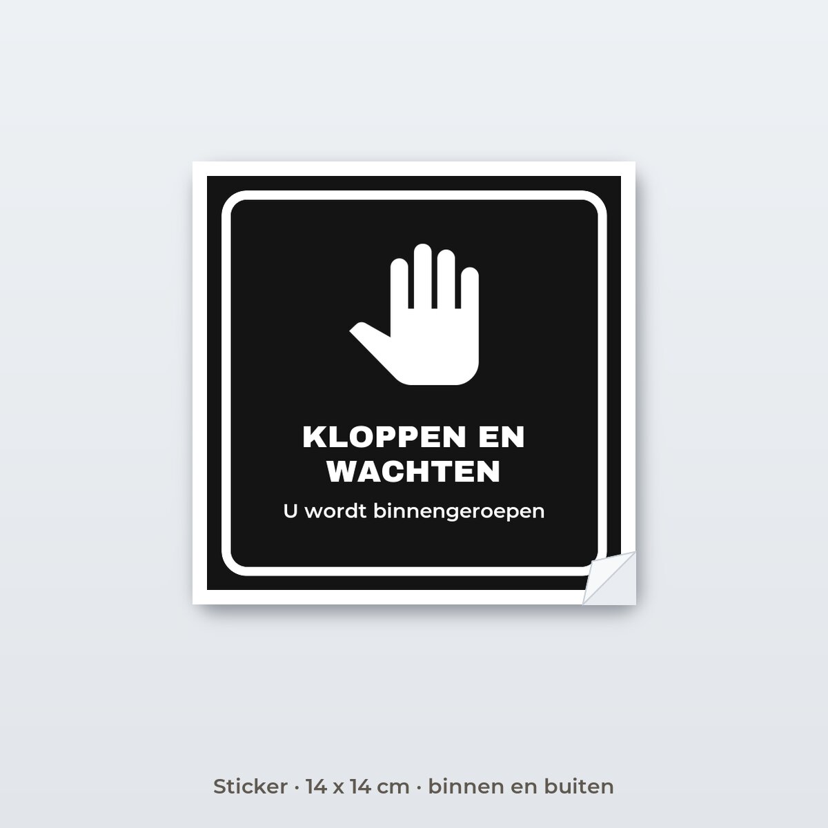 Deurbordje Kloppen en wachten - Sticker 14 x 14 cm