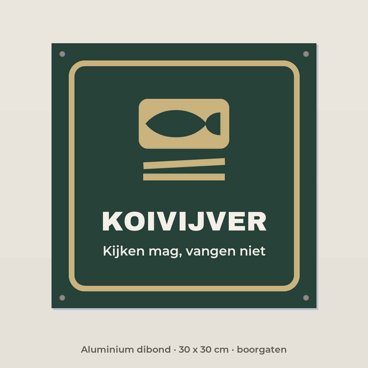 Bordje Koivijver - Aluminium dibond 30 x 30 cm met boorgaten