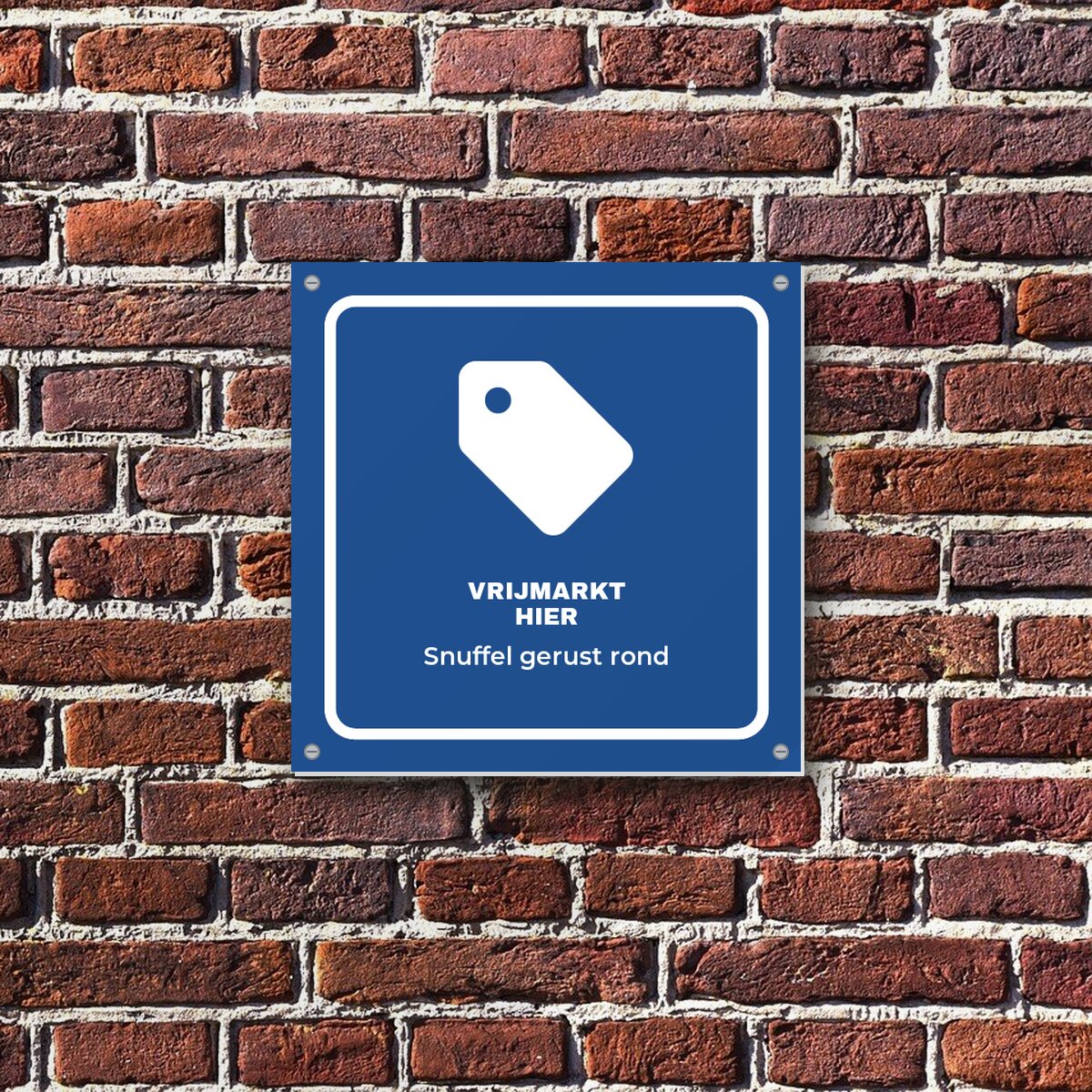 Bordje Vrijmarkt aan de muur