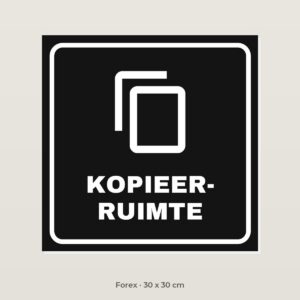 Deurbordje Kopieerruimte - Forex 30 x 30 cm