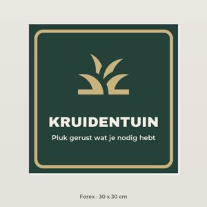 Bordje Kruidentuin - Forex 30 x 30 cm