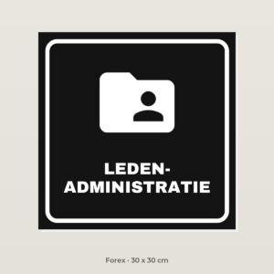 Deurbordje Ledenadministratie - Forex 30 x 30 cm