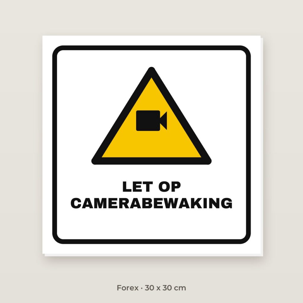 Bordje Let op camerabewaking (driehoek) - Forex 30 x 30 cm