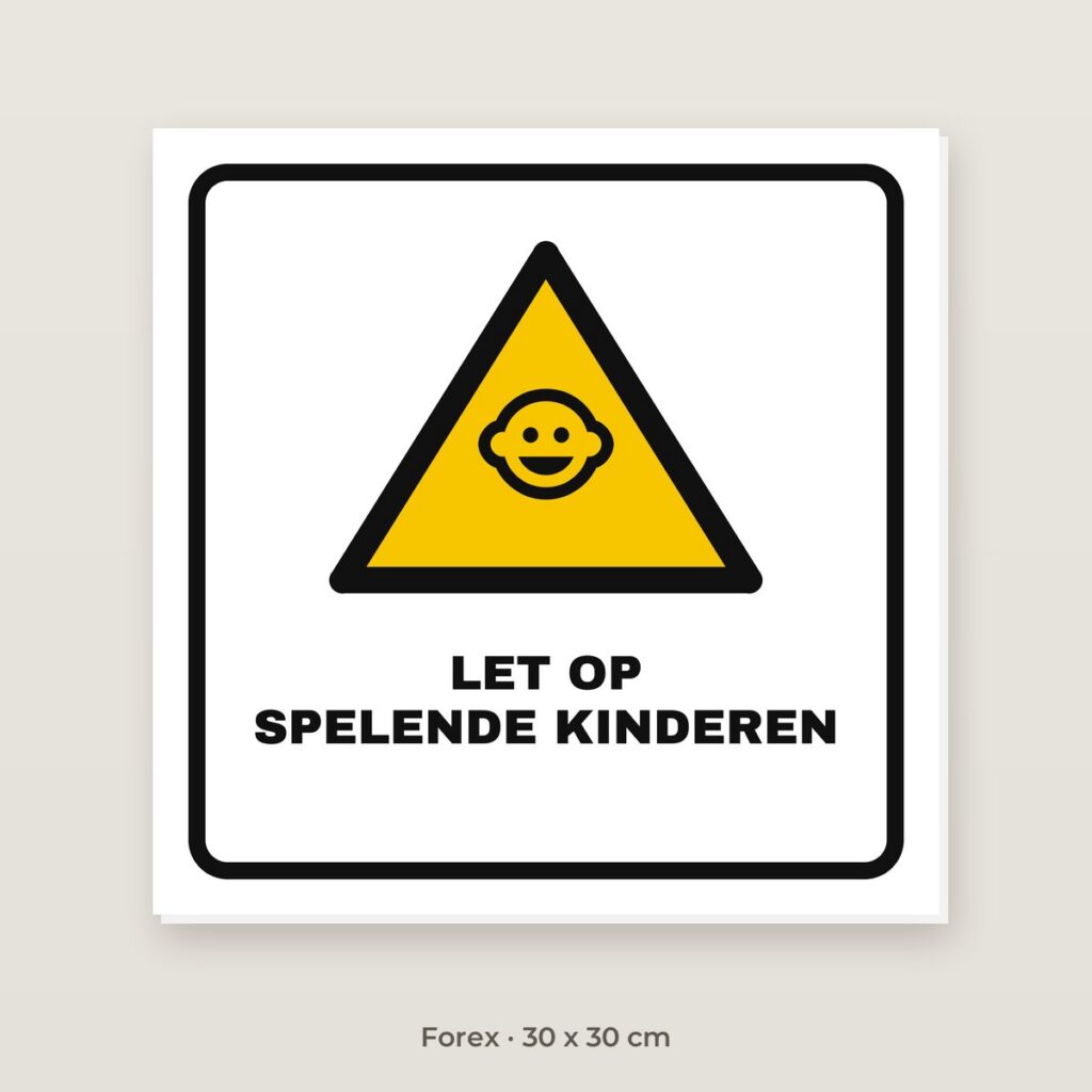 Bordje Let op spelende kinderen (driehoek) - Forex 30 x 30 cm