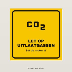 Bordje Let op uitlaatgassen - Forex 30 x 30 cm