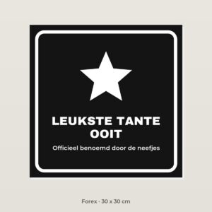 Bordje Leukste tante ooit - Forex 30 x 30 cm