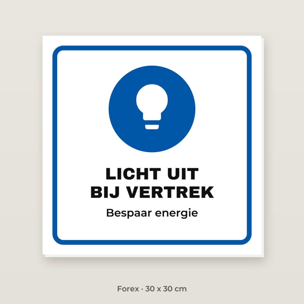 Bordje Licht uit - Forex 30 x 30 cm