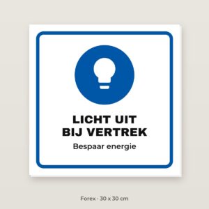 Bordje Licht uit - Forex 30 x 30 cm