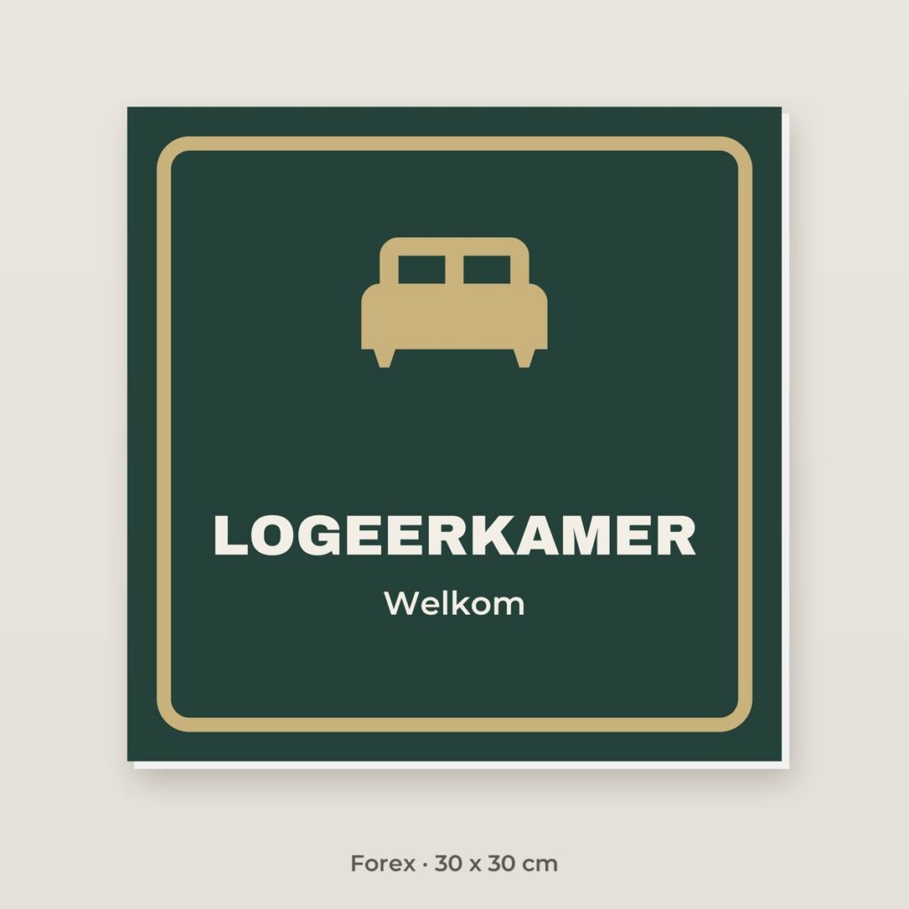 Deurbordje Logeerkamer - Forex 30 x 30 cm