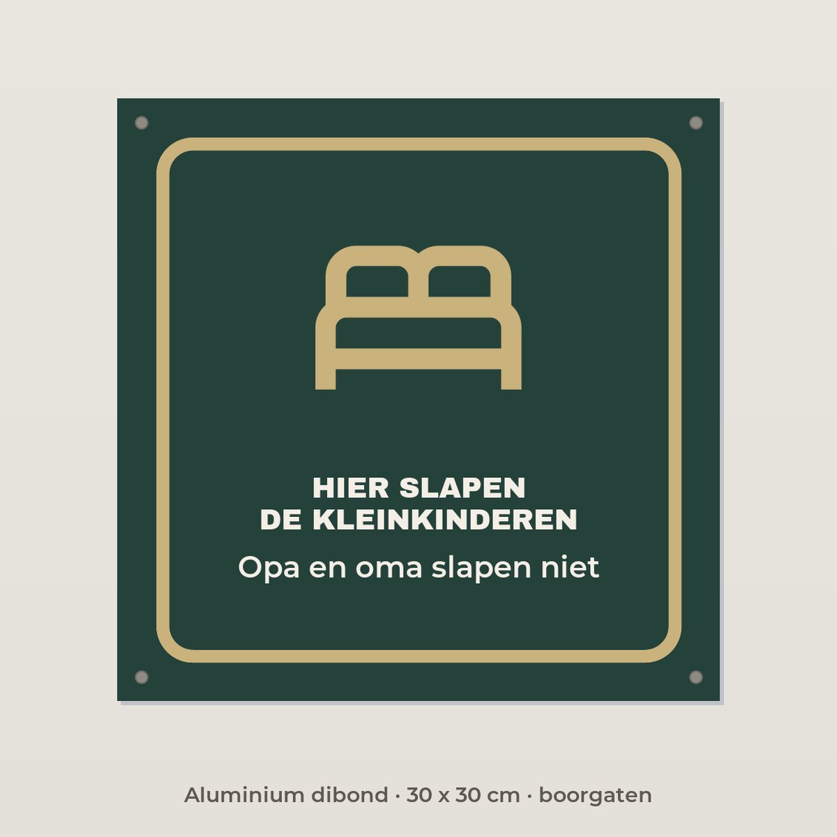 Bordje Logeerkamer kleinkinderen - Aluminium dibond 30 x 30 cm met boorgaten