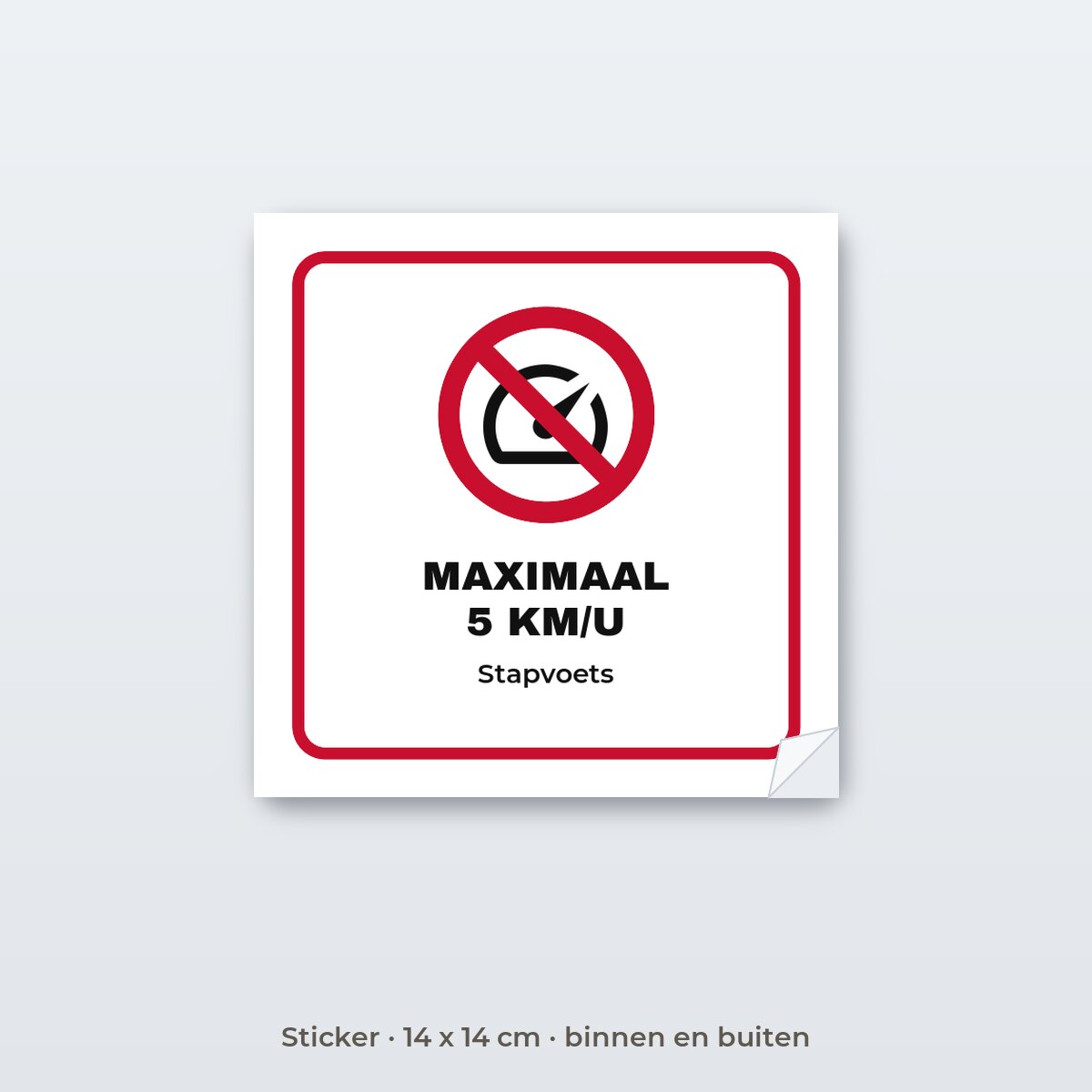 Bordje Maximaal 5 km/u - Sticker 14 x 14 cm