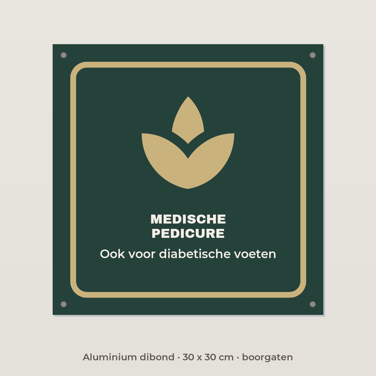 Bordje Medische pedicure - Aluminium dibond 30 x 30 cm met boorgaten