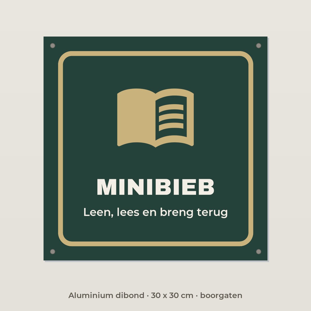 Bordje Minibieb - Aluminium dibond 30 x 30 cm met boorgaten