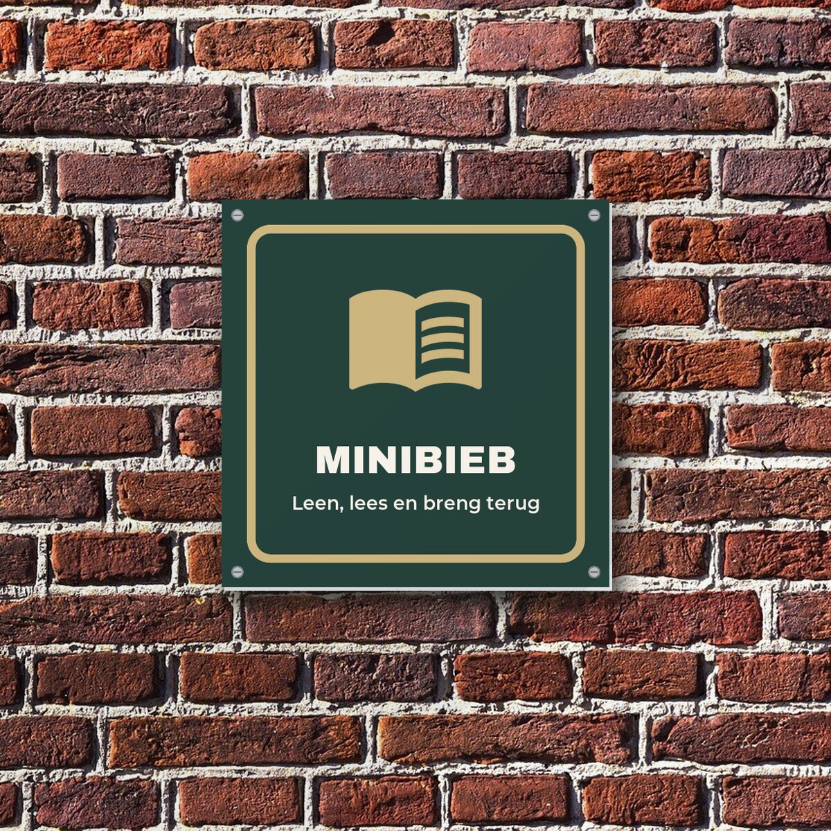 Bordje Minibieb aan de muur