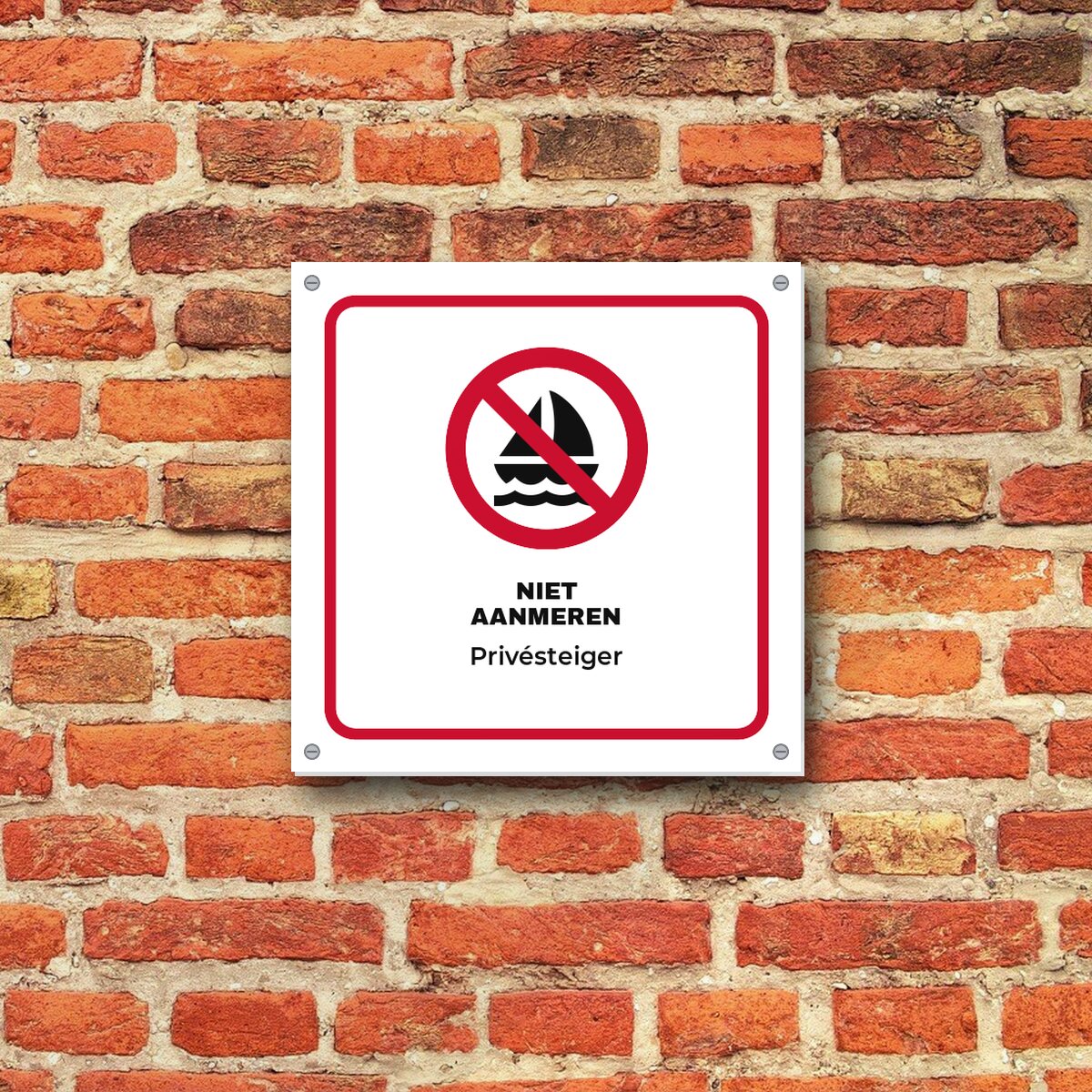 Bordje Niet aanmeren aan de muur