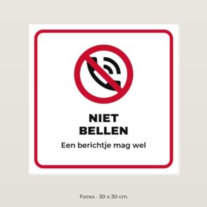 Bordje Niet bellen - Forex 30 x 30 cm