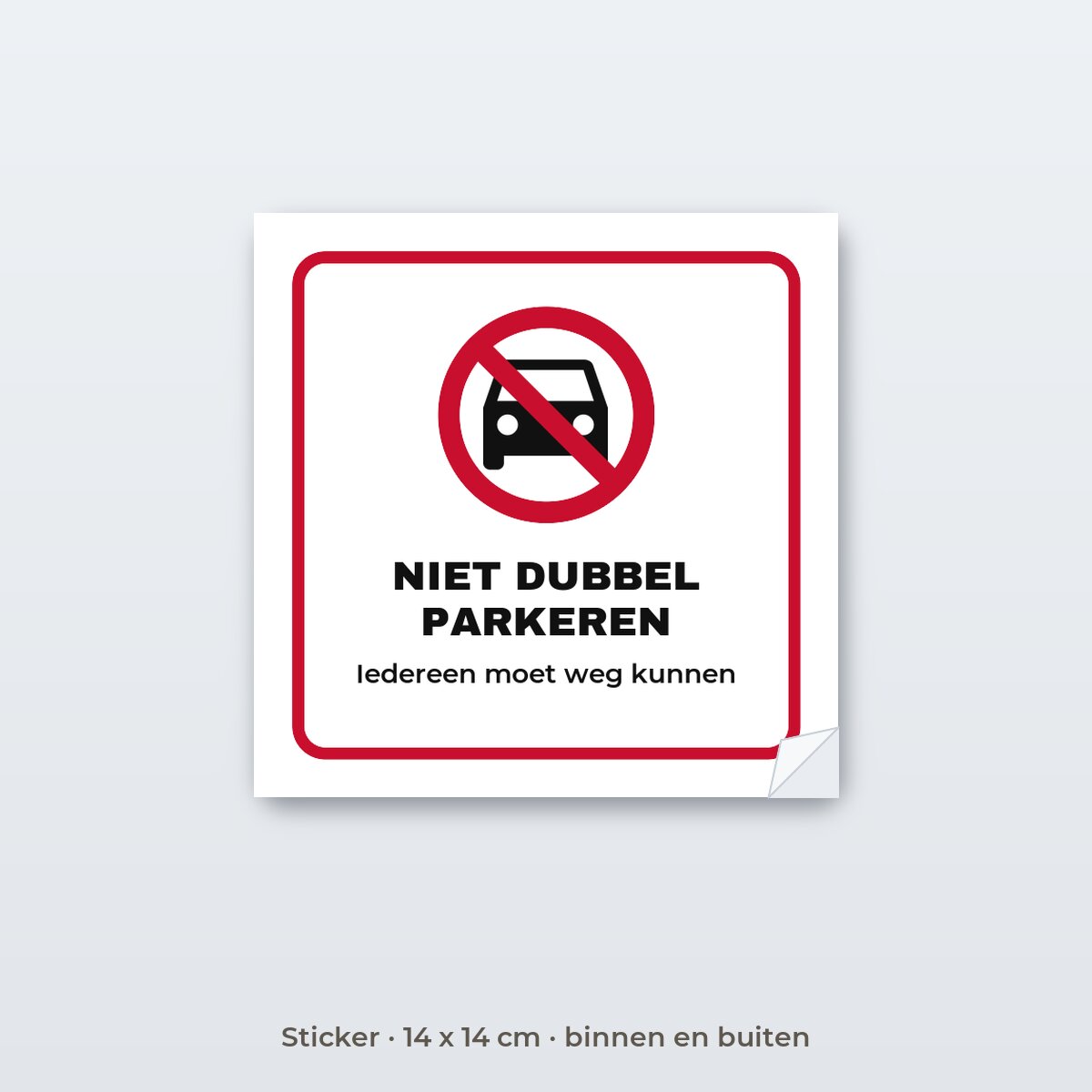 Bordje Niet dubbel parkeren - Sticker 14 x 14 cm