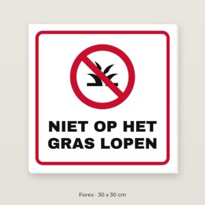 Bordje Niet op het gras lopen - Forex 30 x 30 cm
