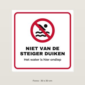 Bordje Niet van de steiger duiken - Forex 30 x 30 cm