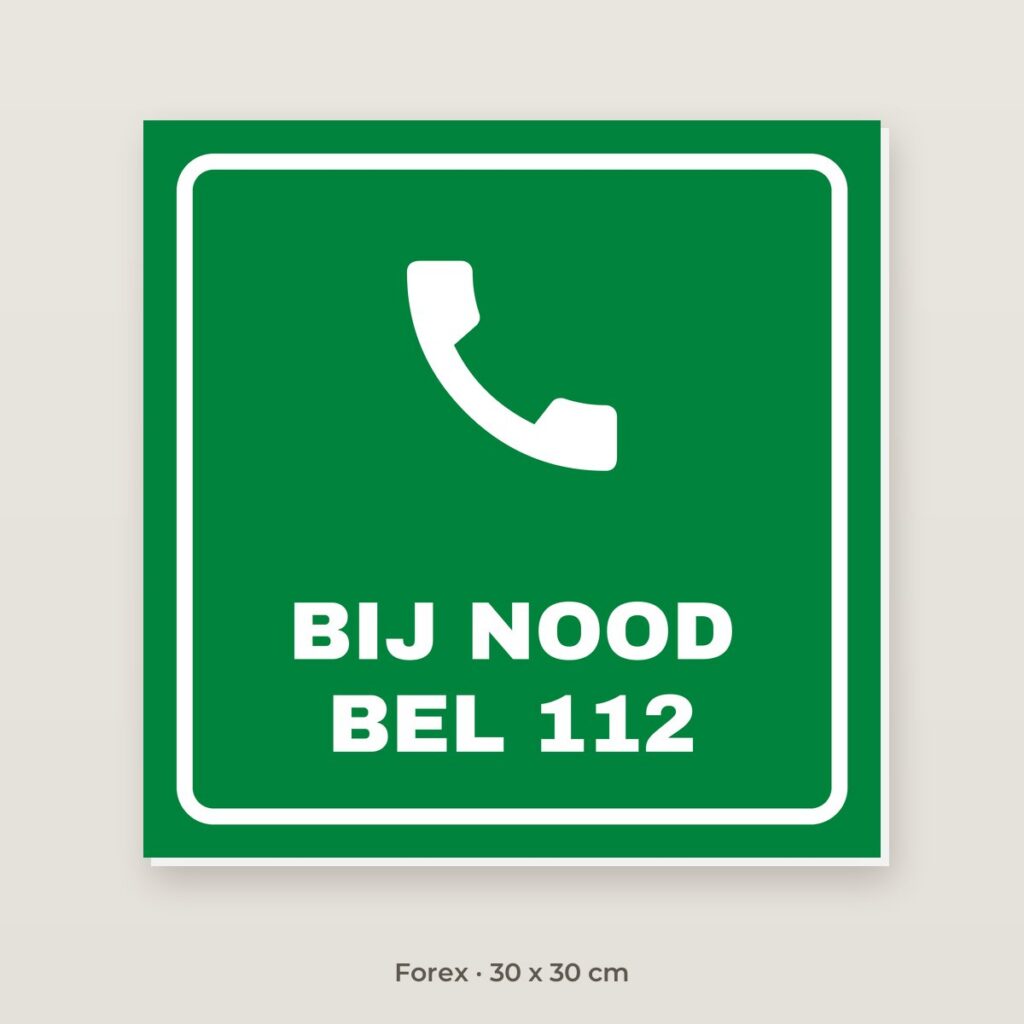Bordje Noodnummer 112 - Forex 30 x 30 cm