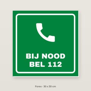Bordje Noodnummer 112 - Forex 30 x 30 cm