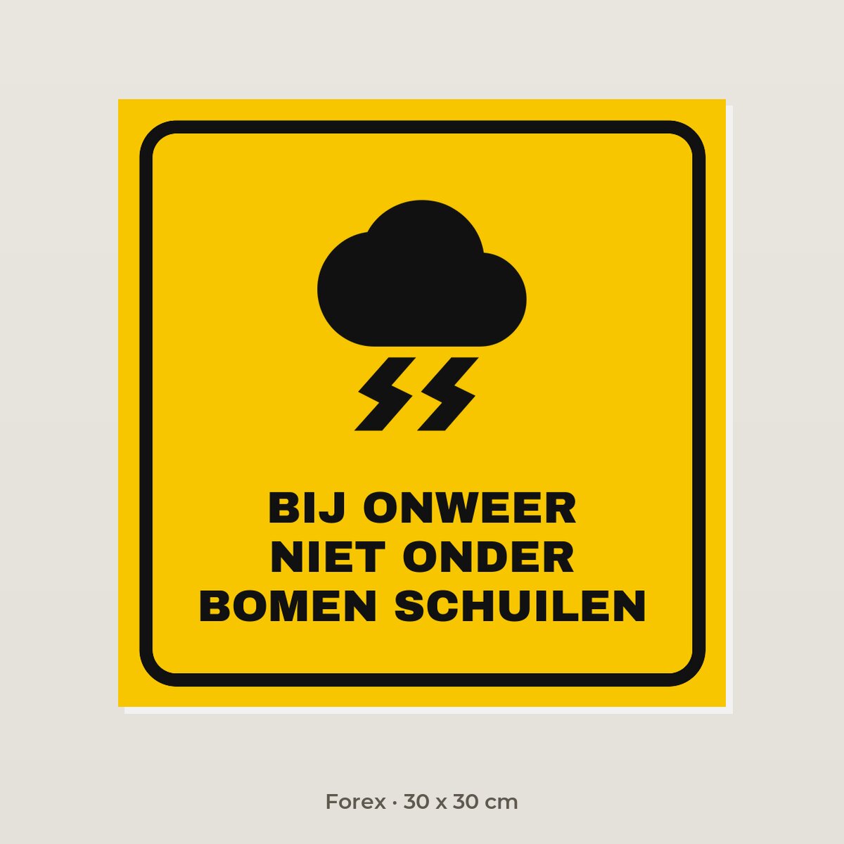 Bordje Bij onweer niet onder bomen - Forex 30 x 30 cm
