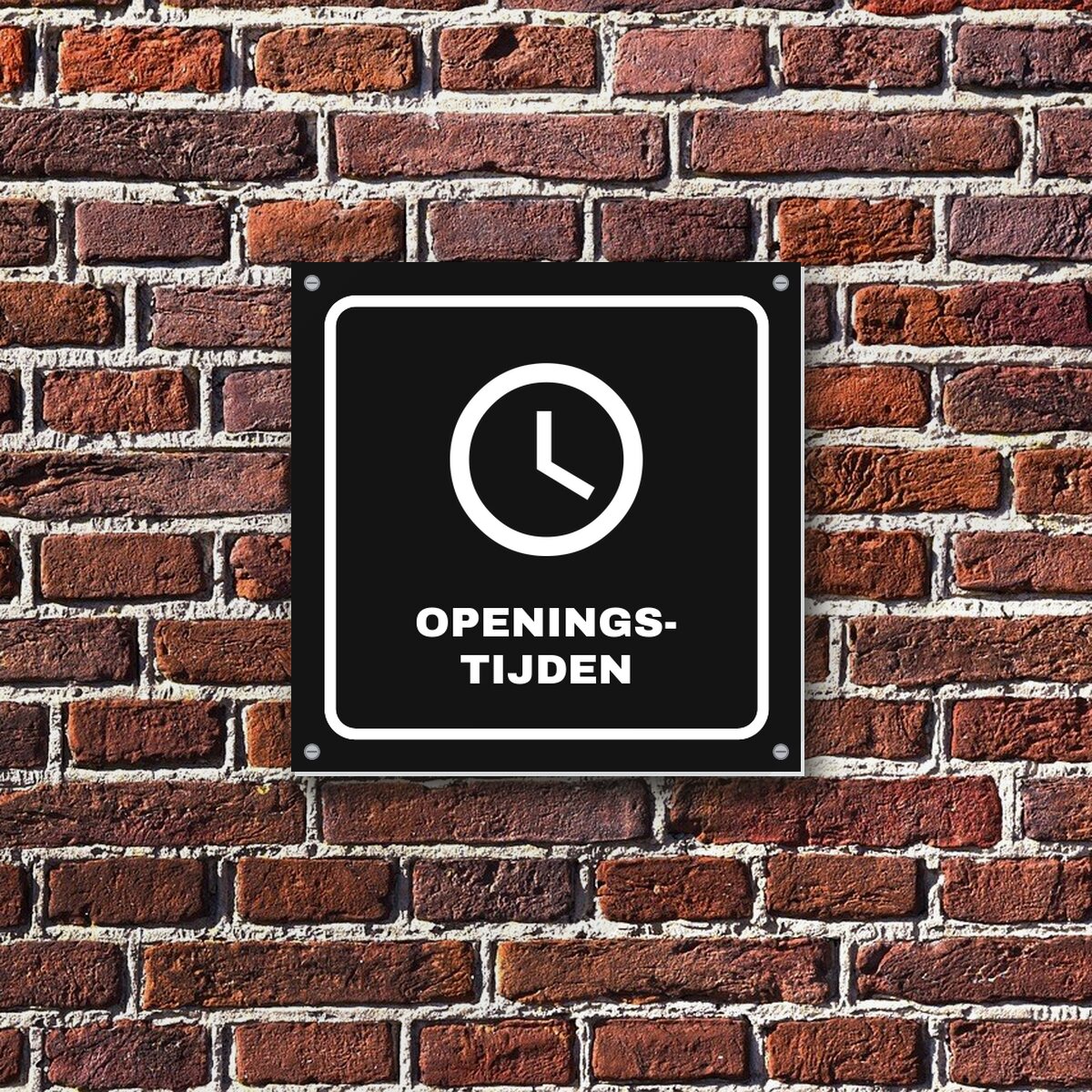 Bordje Openingstijden aan de muur