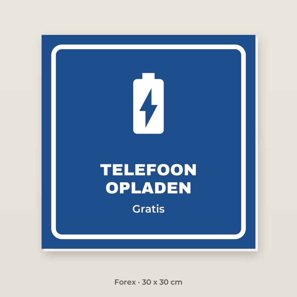 Bordje Telefoon opladen - Forex 30 x 30 cm