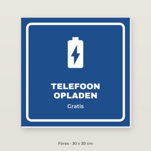 Bordje Telefoon opladen - Forex 30 x 30 cm