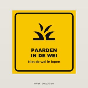 Bordje Paarden in de wei - Forex 30 x 30 cm
