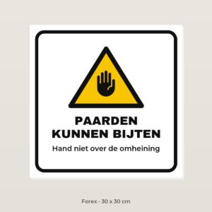 Bordje Paarden kunnen bijten - Forex 30 x 30 cm