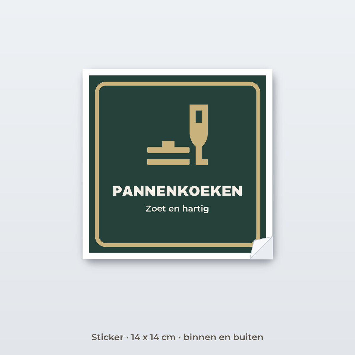 Bordje Pannenkoeken - Sticker 14 x 14 cm