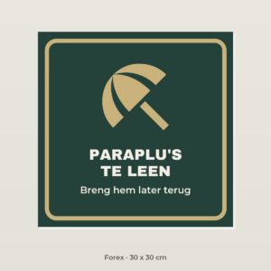 Bordje Paraplu's te leen - Forex 30 x 30 cm
