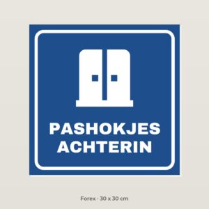 Bordje Pashokjes achterin - Forex 30 x 30 cm