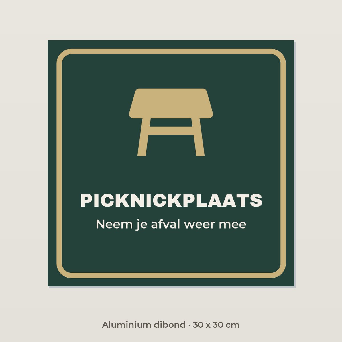 Bordje Picknickplaats - Aluminium dibond 30 x 30 cm