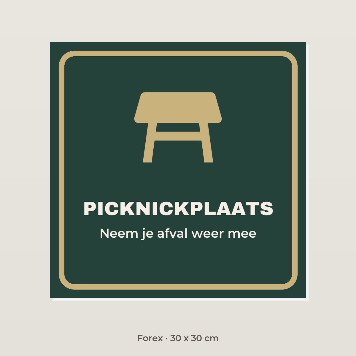 Bordje Picknickplaats - Forex 30 x 30 cm