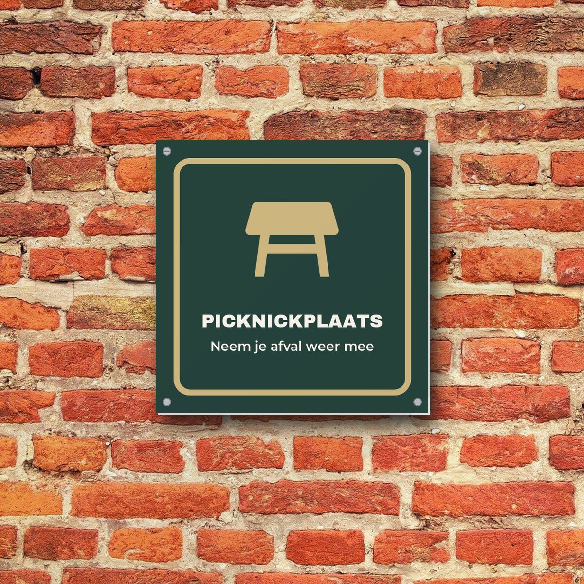 Bordje Picknickplaats aan de muur