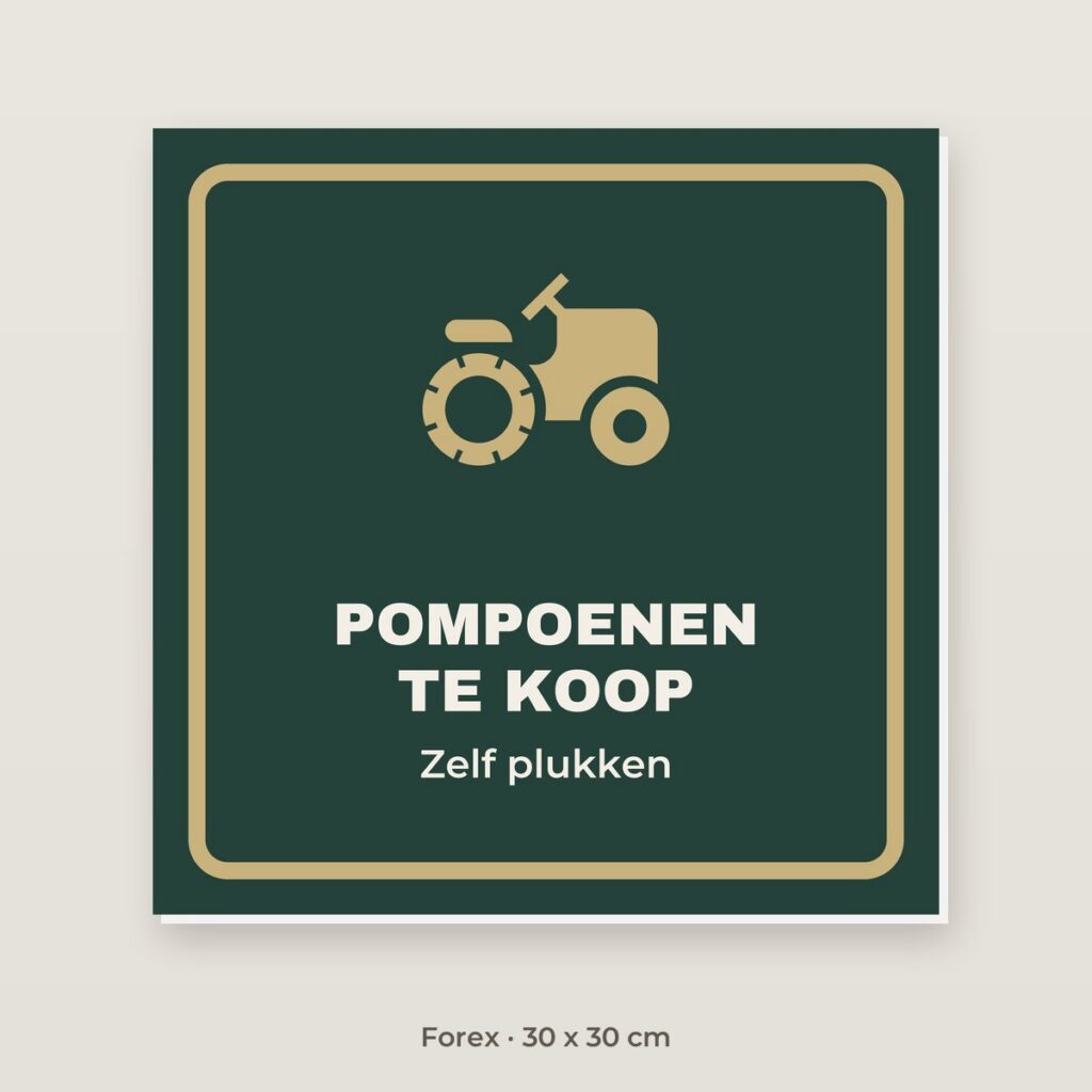 Bordje Pompoenen te koop - Forex 30 x 30 cm