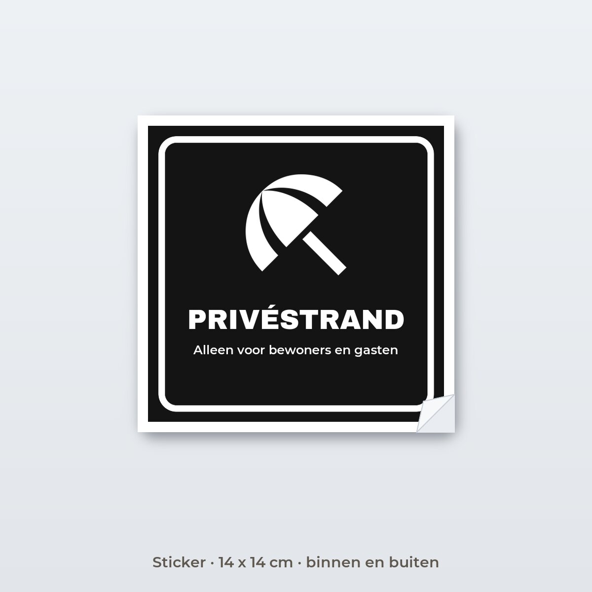 Bordje Privéstrand - Sticker 14 x 14 cm