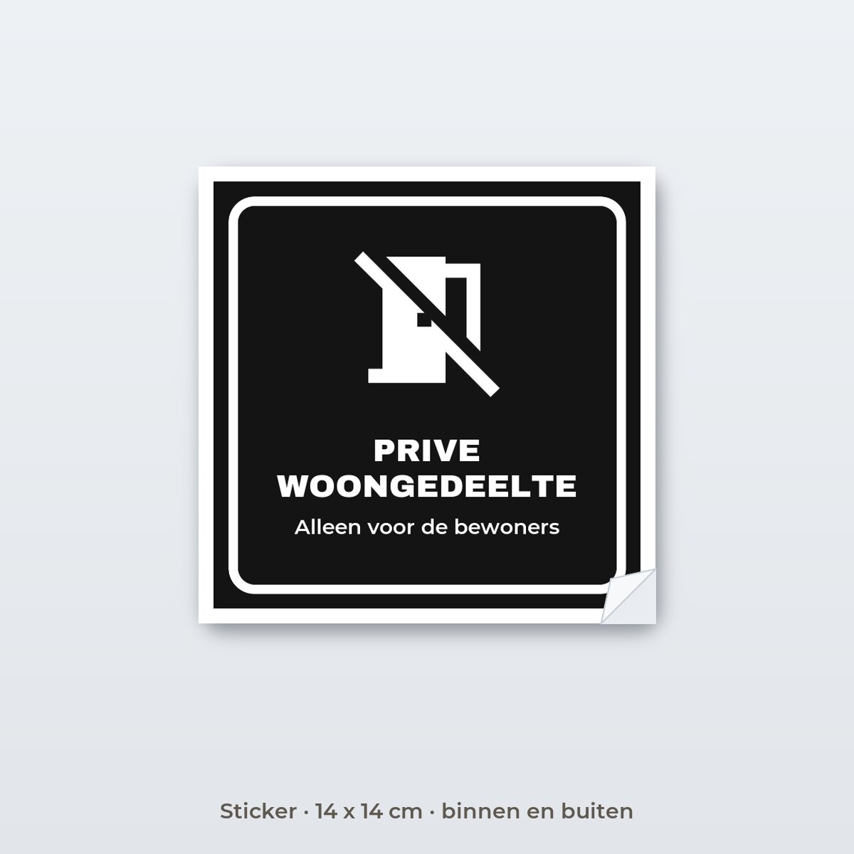 Bordje Privé woongedeelte - Sticker 14 x 14 cm