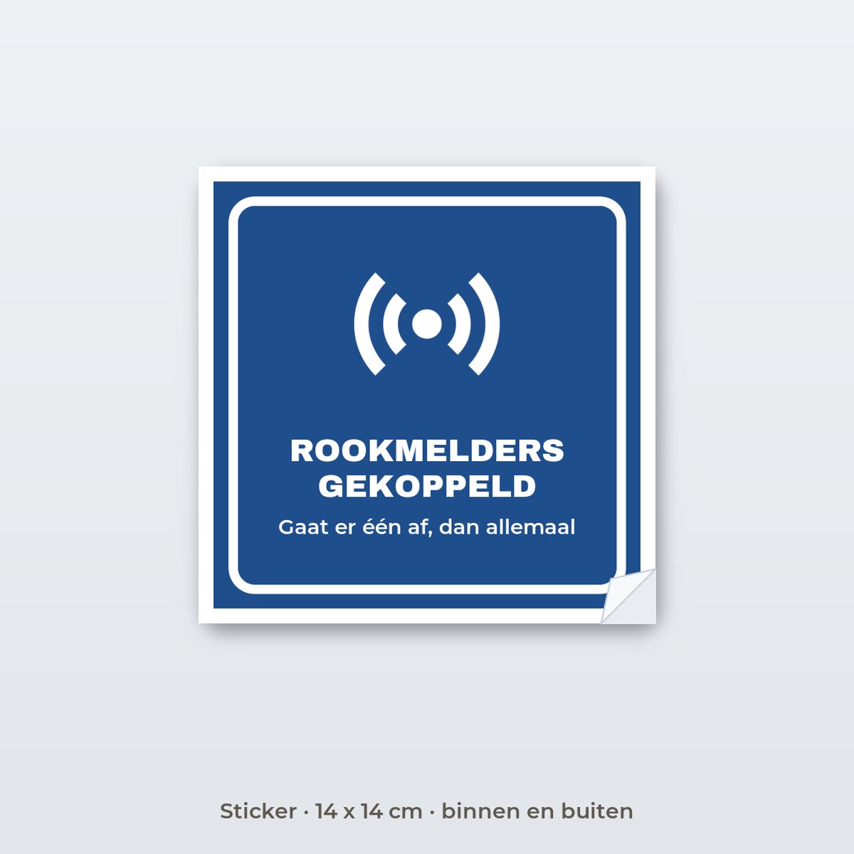 Bordje Rookmelders gekoppeld - Sticker 14 x 14 cm