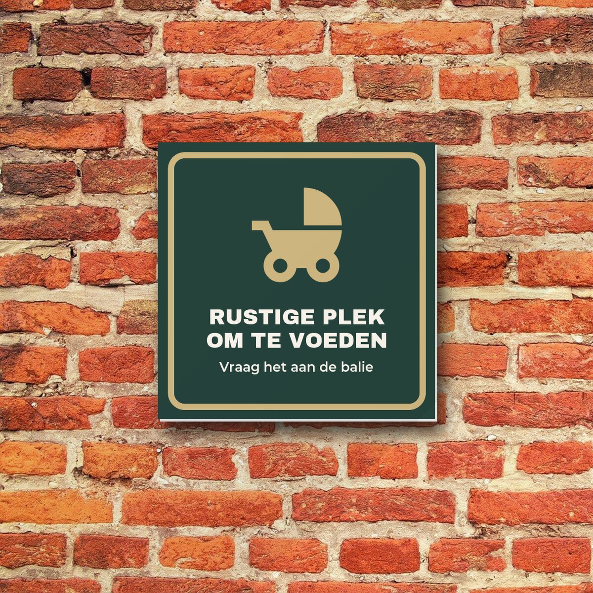 Bordje Rustige plek om te voeden aan de muur