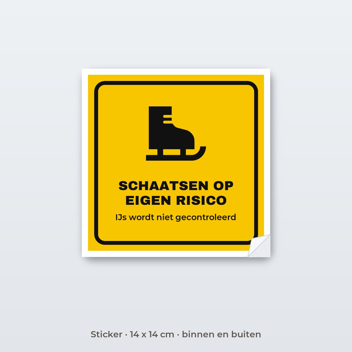 Bordje Schaatsen op eigen risico - Sticker 14 x 14 cm