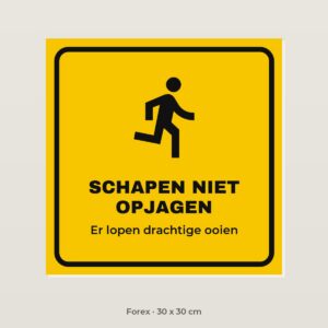 Bordje Schapen niet opjagen - Forex 30 x 30 cm