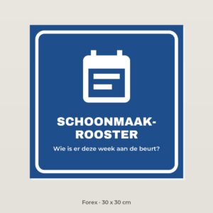 Bordje Schoonmaakrooster - Forex 30 x 30 cm