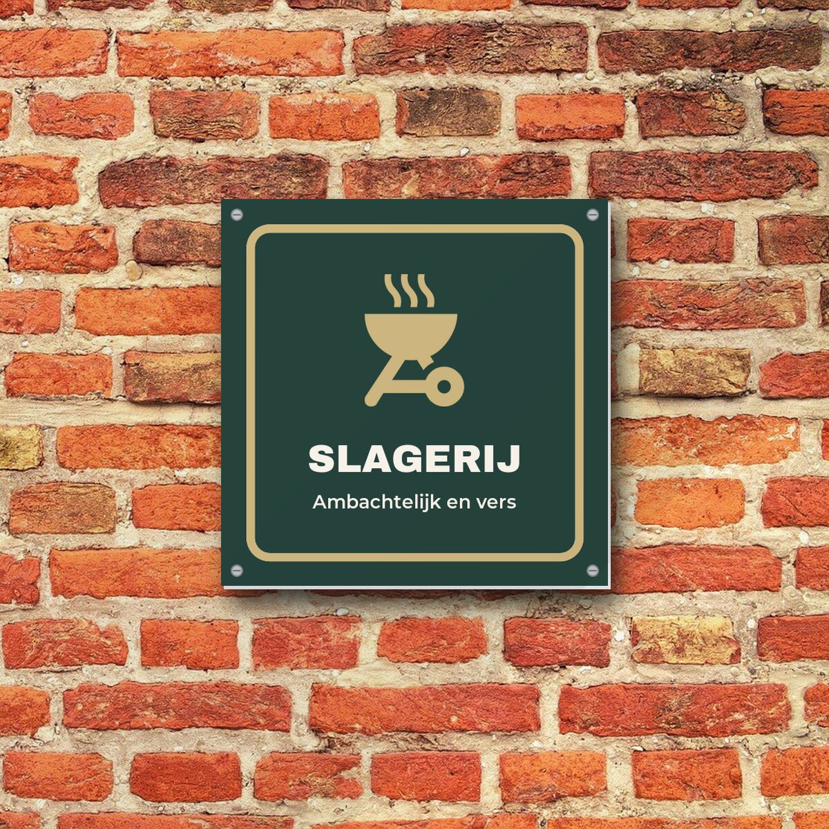 Bordje Slagerij aan de muur